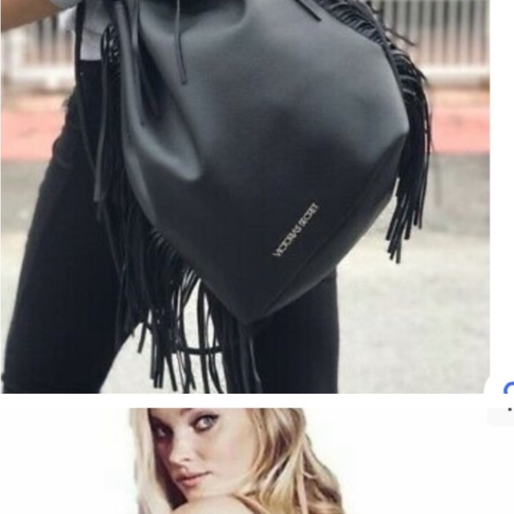 Victoria's Secret Black Shoulder Bag with Fringe